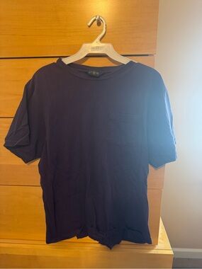 Vintage 90s J. Crew Men's Dark Plum Short-Sleeve Pocket Tee